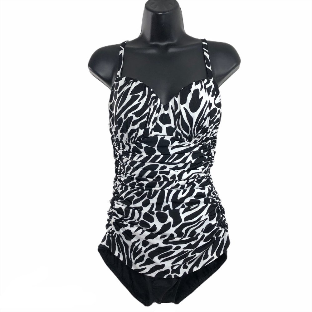 Miraclesuit One Piece Swimsuit Black White Print